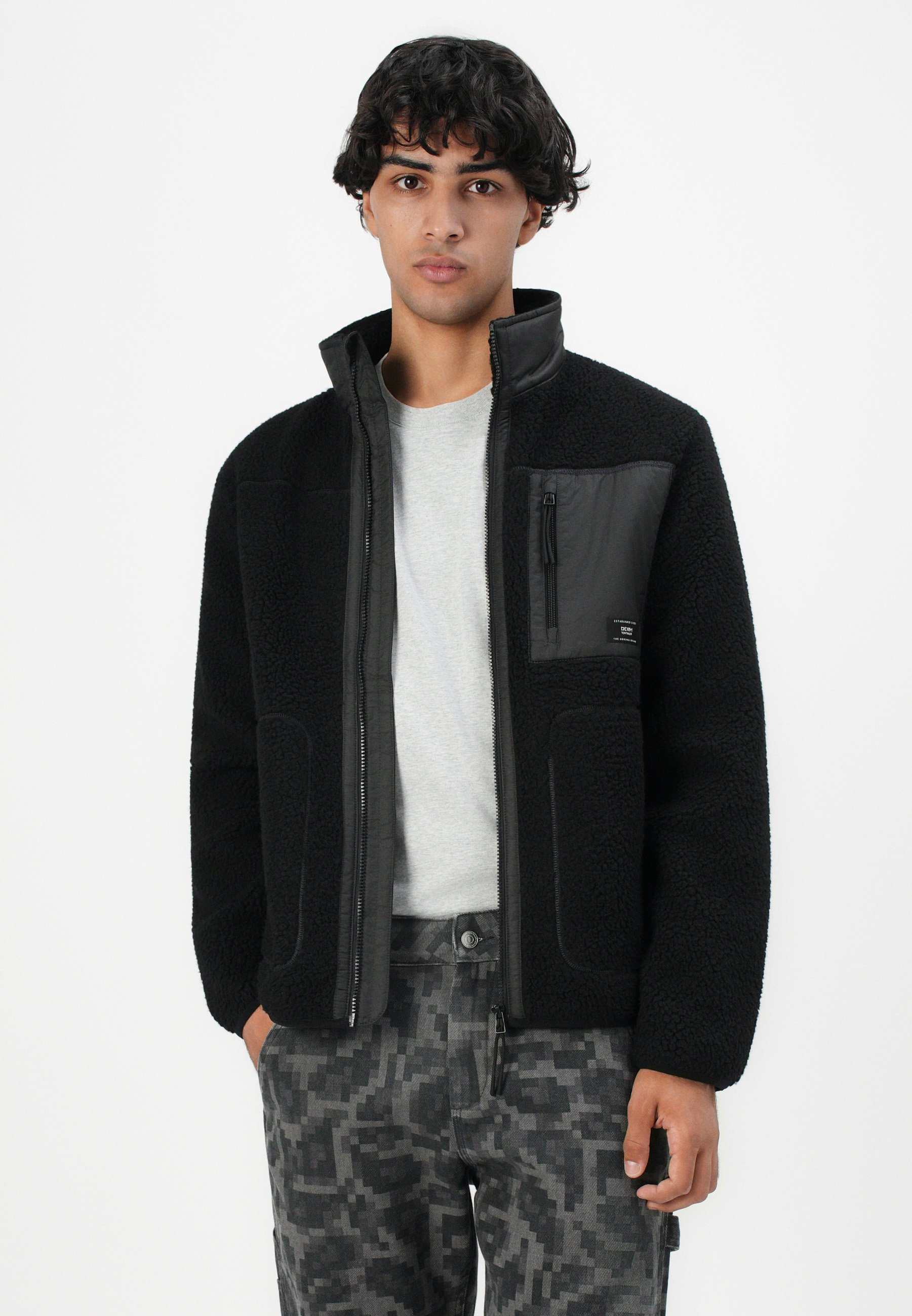TOM TAILOR DENIM TEXTURE - Kurtka polarowa - czarna