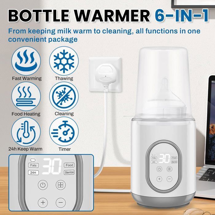 Chauffe-biberon, contrôle intelligent de la température et arrêt automatique, chauffage et décongélation rapides pour les aliments