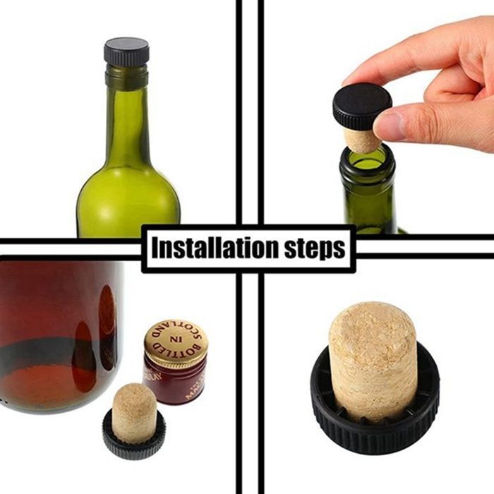 50 tapones de corcho para vino, tapones de degustación, tapones de vino en forma de T con tapa de plástico.
