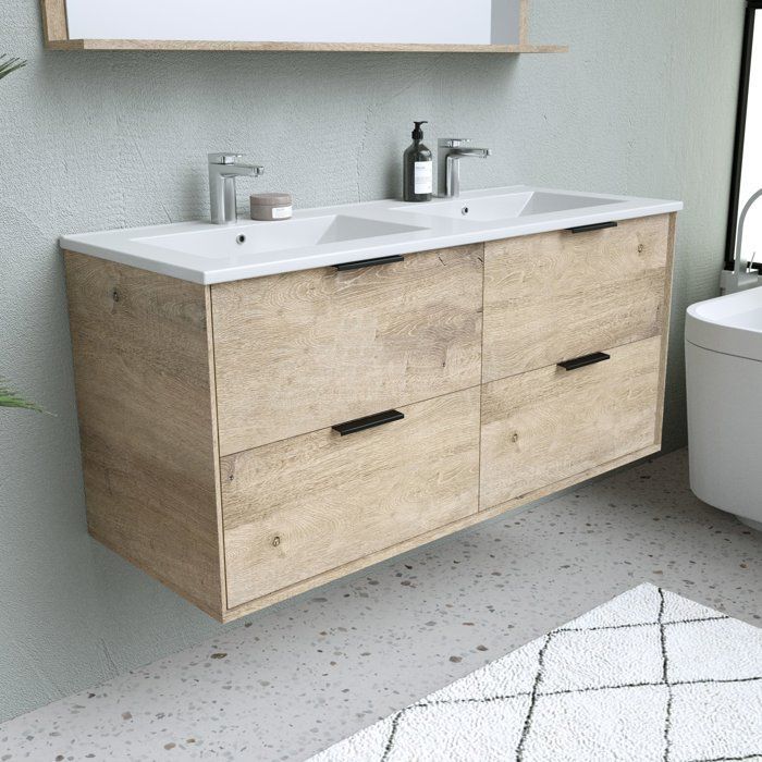 Conjunto de baño: mueble de baño con 4 cajones, lavabo (120 x 45 x 55 cm), espejo, biselado.