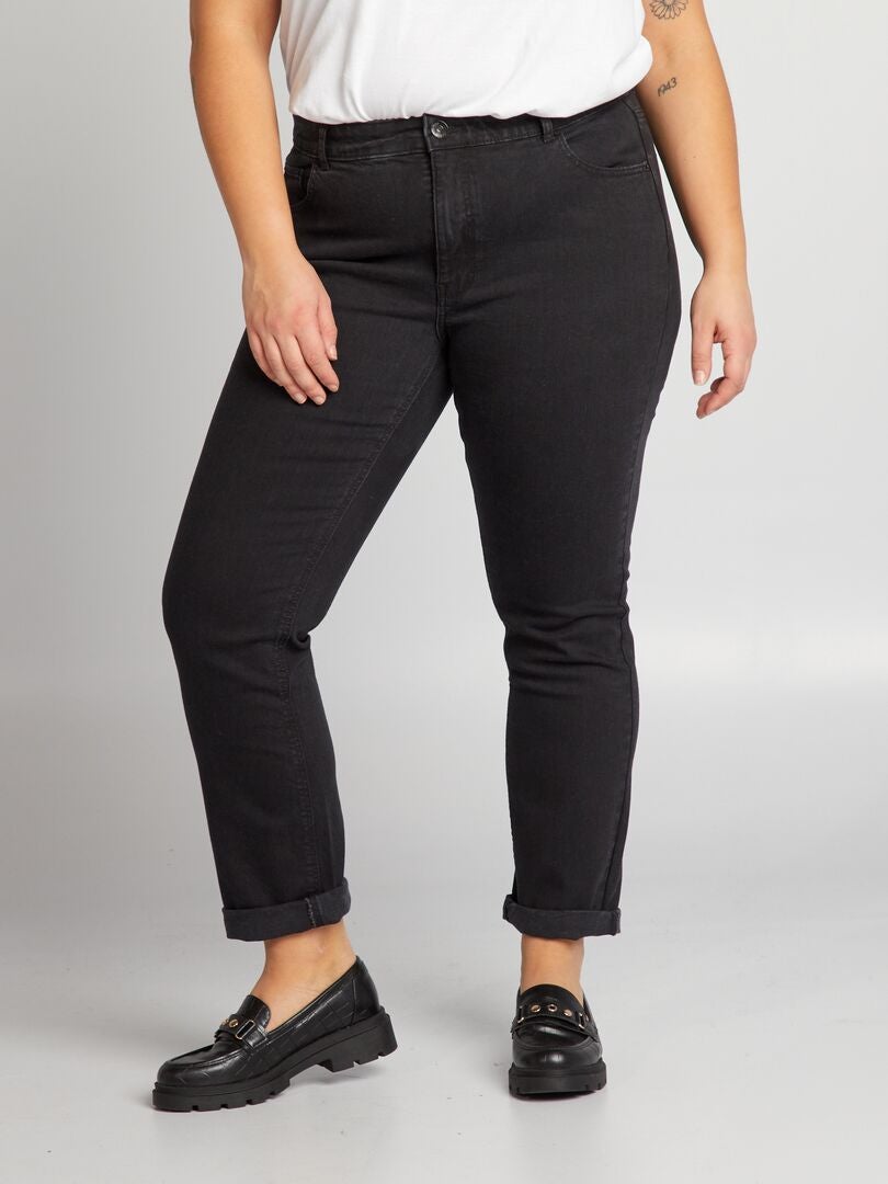 Calça jeans regular de 5 bolsos tamanho L30 - PRETA