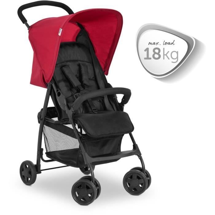 HAUCK - Kinderwagen - SPORT - Faltbar & verstellbar - Sonnendach - 4 Räder - Schwarz/Rot