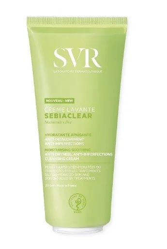 SVR Sebiaclear Reinigingscrème 200 ml. Geschikt voor een gecombineerde en vette huid met een neiging tot acne.