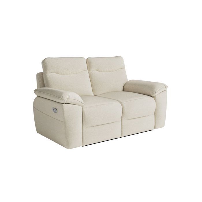 Sofá reclinable eléctrico de 2 plazas ROSS en tela - Beige - 160 x 100 x 102 cm - LOUNGITUDE