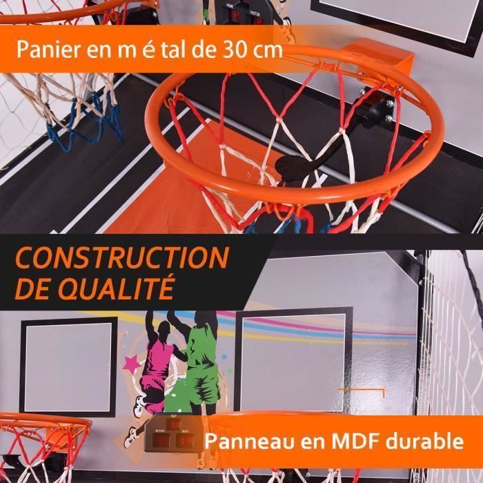 COSTWAY Faltbares Arcade-Spiel, 2 Basketballkörbe, 4 Bälle, Luftpumpe, Punktesystem, 8 Spielmodi, 1 bis 4 Spieler, Grau