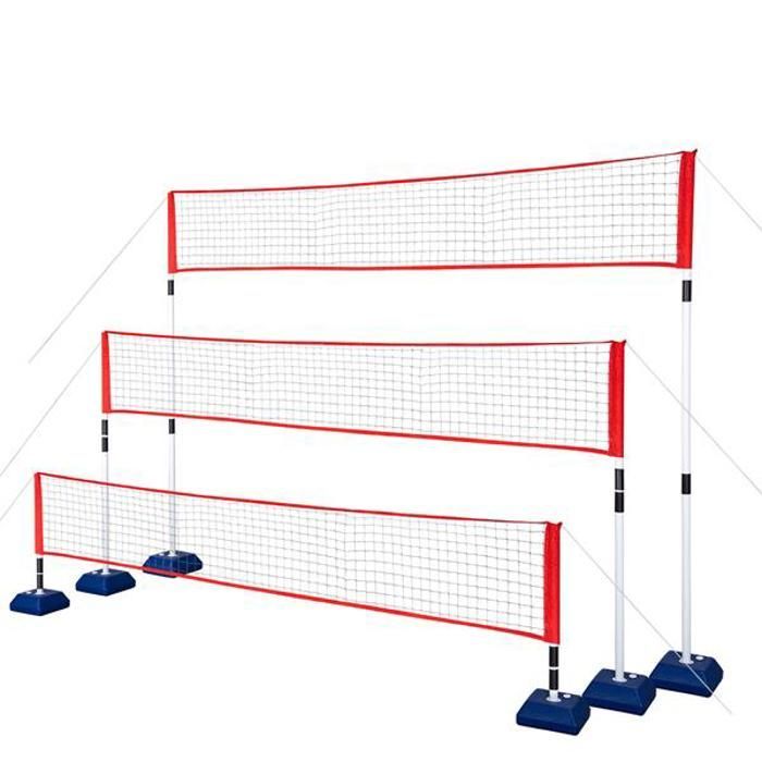 Filet multifonction 3 en 1 - NILS - Hauteur réglable - 206 cm pour volley-ball - 156 cm pour badminton - Kit complet