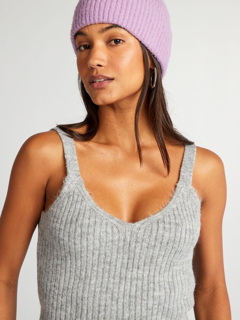 Camiseta sin mangas de crochet - GRIS