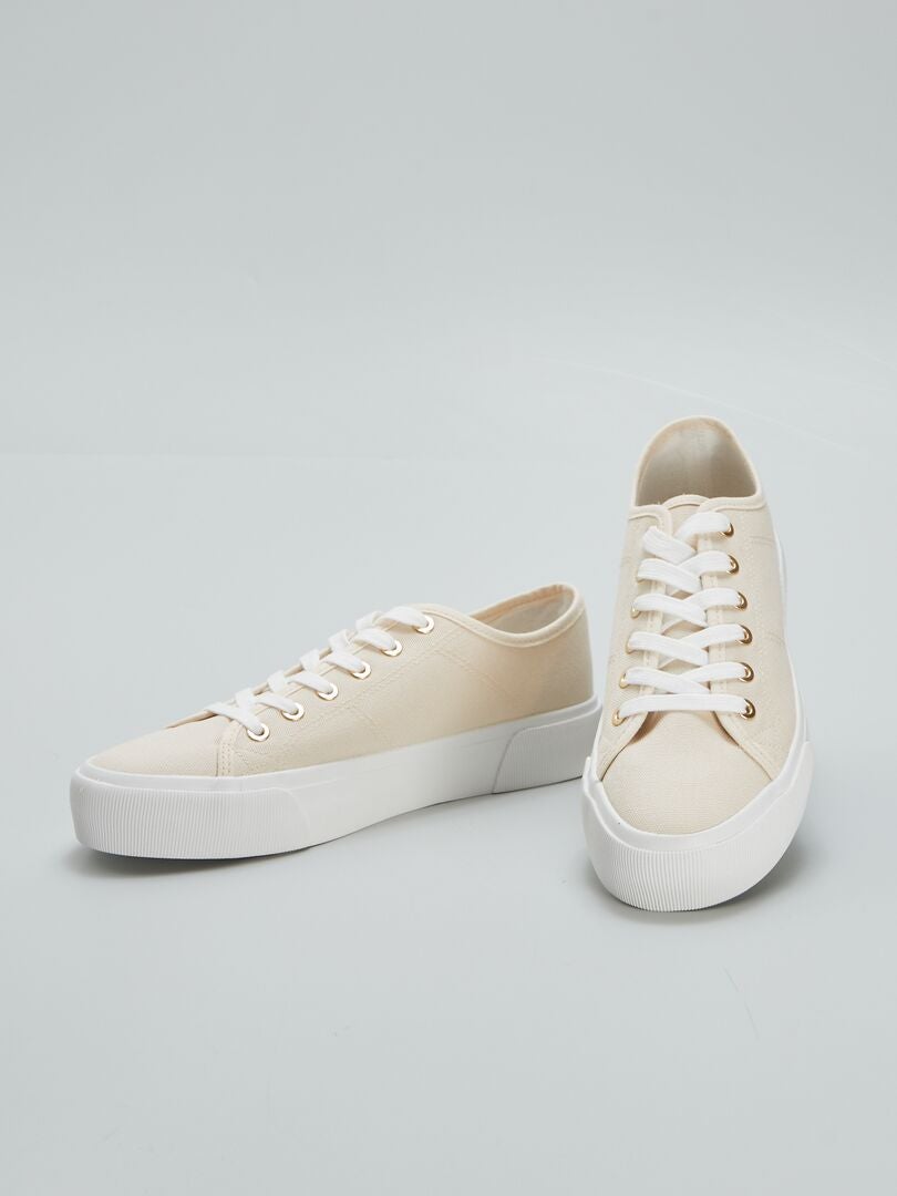 Lage canvas wedge sneakers - WIT