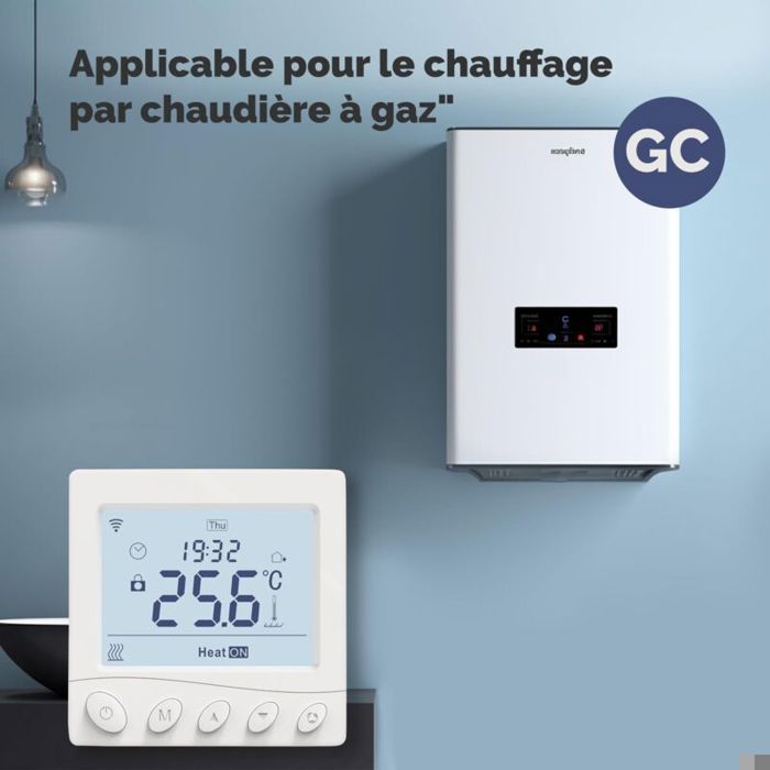 Termostato inteligente WiFi para calderas de gas - MHY® - Compatible con Alexa y Google Home - Control remoto mediante aplicación