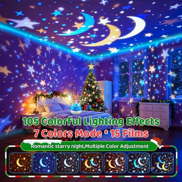 Sterrenhemelprojector met 15 films - Bluetooth-muziek en 360° rotatie - Afstandsbediening - voor kinderen - Lamp en slaapkamerdecoratie