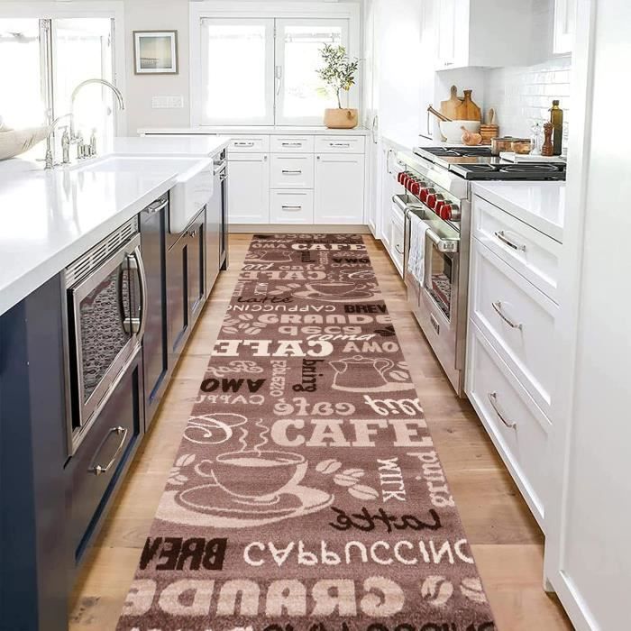Tapete de Cozinha com Design de Café - VIMODA - Bege - Moderno - 60 x 100 cm