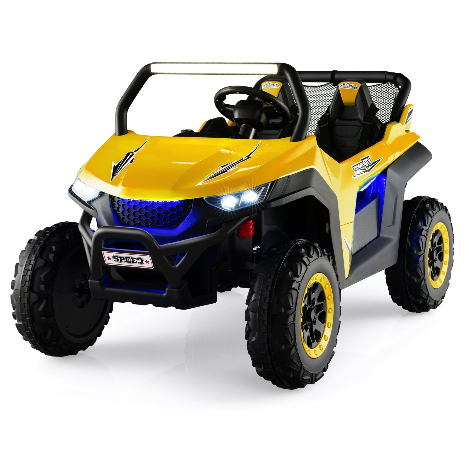 COSTWAY elektrische kinderauto 12V kinderquad, 2 zitplaatsen, 2-4 km/u