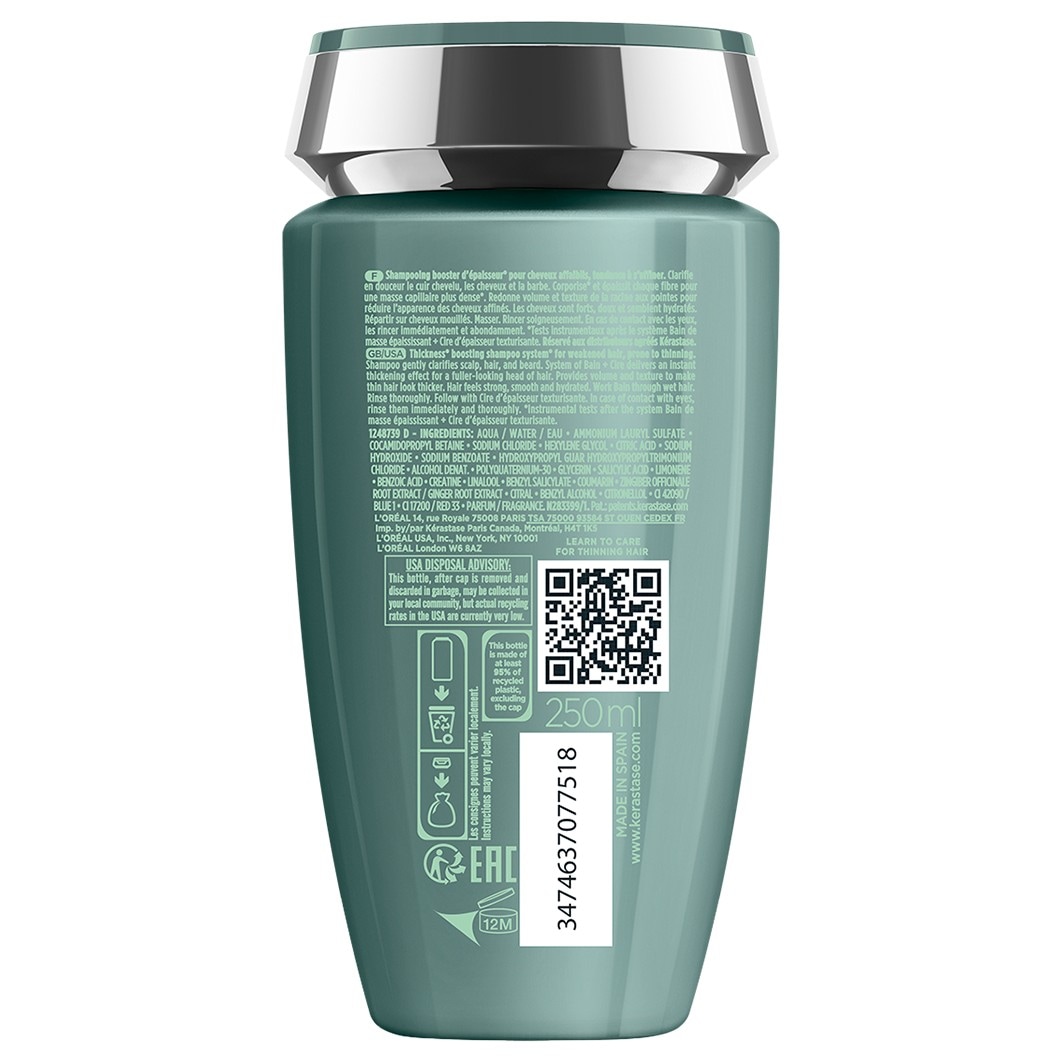 Kérastase Shampooing Cheveux Genesis Homme Bain de Masse Épaississant - 250 ml