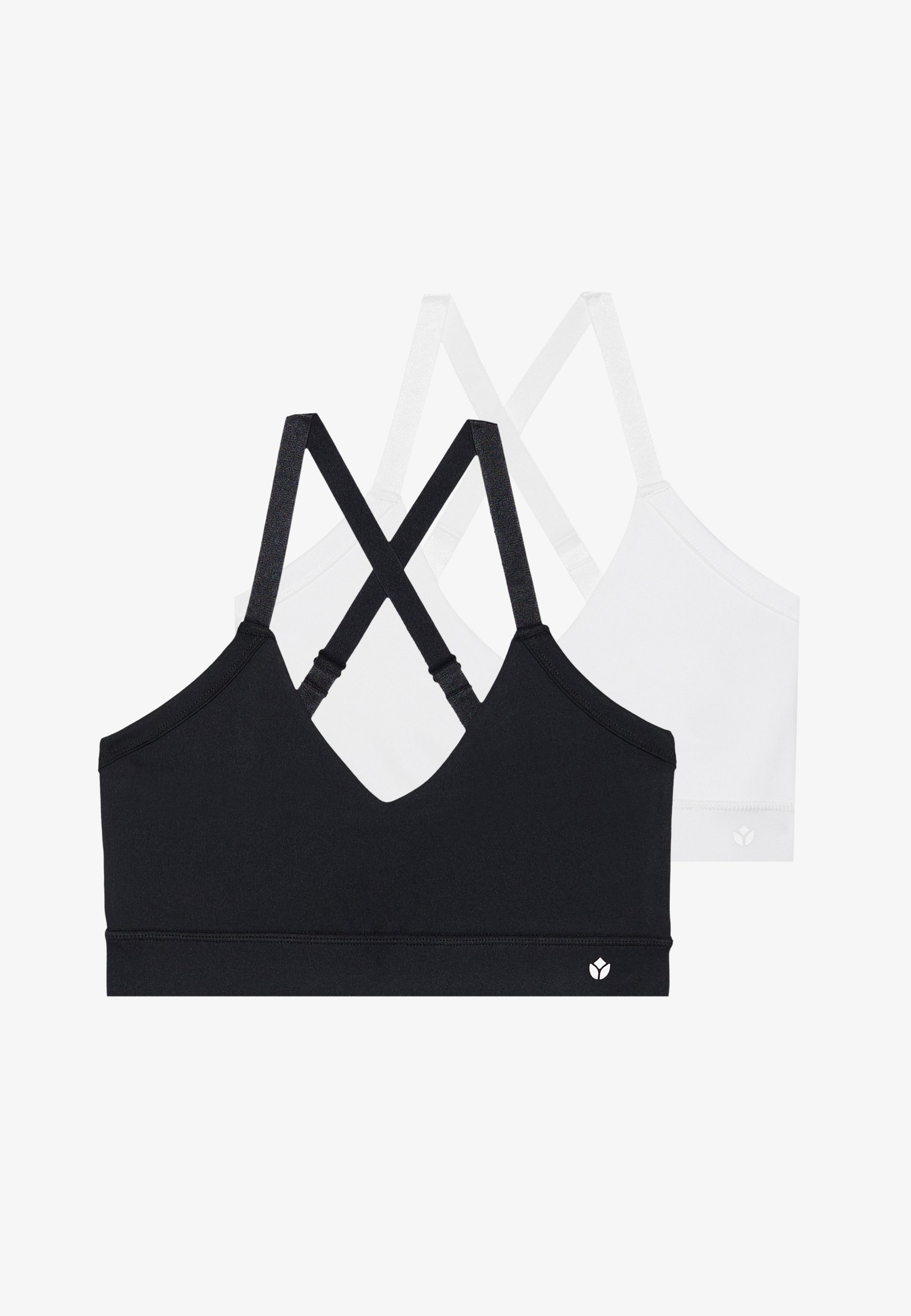 Reggiseno sportivo Even&Odd active ESSENTIAL confezione da 2 con supporto medio e spalline incrociate regolabili - Reggiseno sportivo con supporto medio - bianco/nero