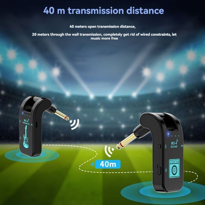 Sistema wireless per chitarra WS-4 2.4G, trasmettitore-ricevitore per chitarra elettrica e basso, trasmissione in tempo reale a 48 kHz/16 bit.
