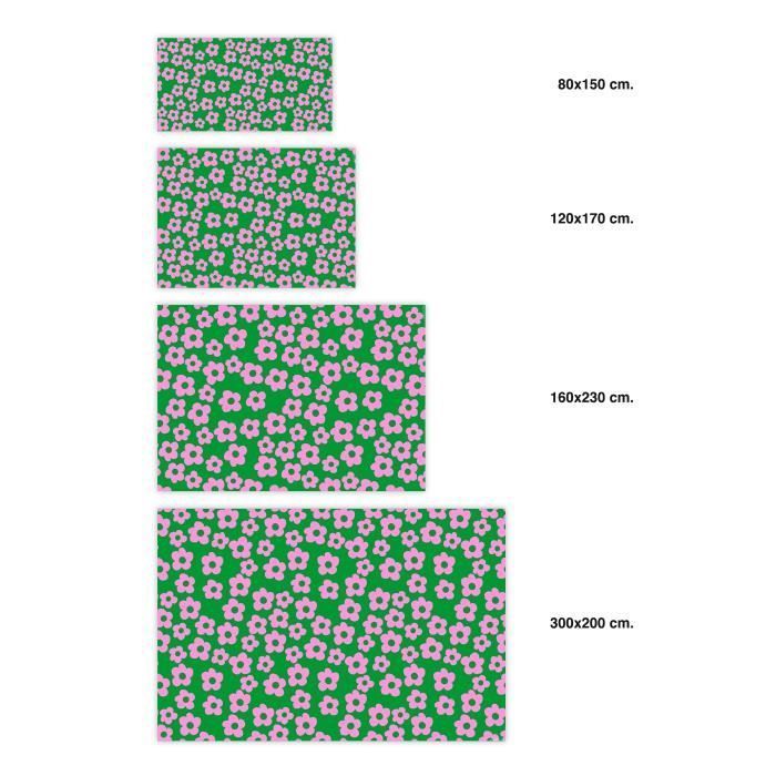 Tapis Vinyle Agatha Ruiz de la Prada Impressions de Base Fleurs Lilas Vert 40x80 cm - Tapis pour Cuisine, Bureau et Salon en PVC