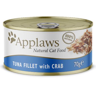 Applaws Dosenfutter für ausgewachsene Katzen, Thunfisch/Fisch in Brühe, 70 g