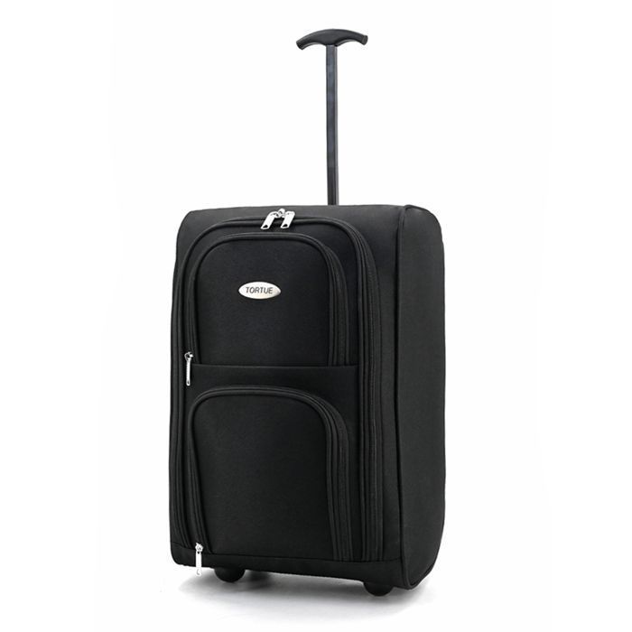 TORTUE Valise Cabine 48 cm Souple Légère à 2 roulettes Bagage à Main Approuvé en Cabine en Tissu Oxford 600D 32 L, Noir