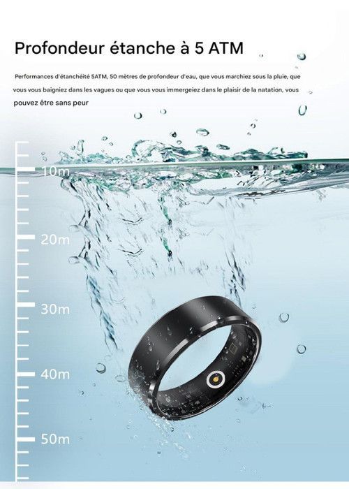 Waterproof Smart Ring, Activity Tracker, Fitness Coach, Health Monitoring, Heart Rate, Sleep, Stress, Grey, Size 8