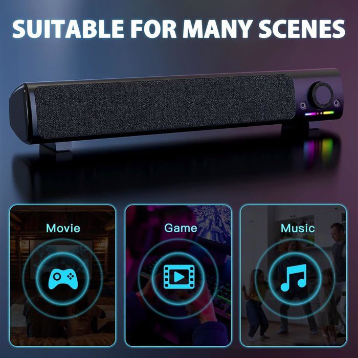 Barre de son - WOOPSO - YXSM8030BT - Son stéréo HiFi - USB et AUX - Noir