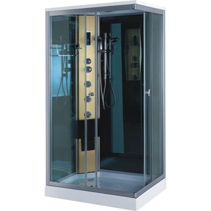 Cabina de ducha de hidromasaje Portofino de 100 x 70 cm para baño y masaje tipo spa, cristal de 5 mm, ¡exactamente como se muestra en la imagen! Grifo incluido.