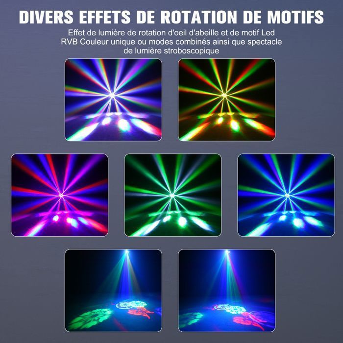 UKING 6 em 1 GOBO Effect Light, Laser LED Portátil - Luz de Palco de 80W