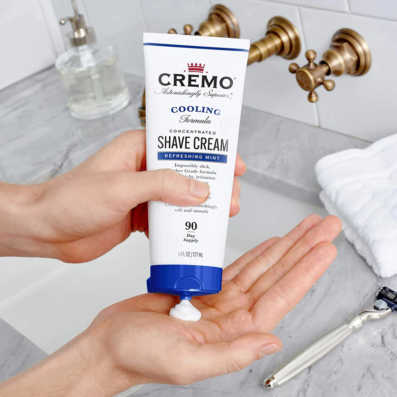 Creme de barbear refrescante de menta Cremo em tubo