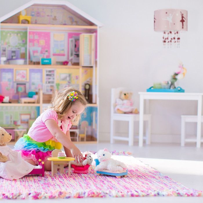 Relaxdays Lampe à suspension fille danseuses étoiles ballerines plafond motifs étoiles mobile chambre enfant, rose