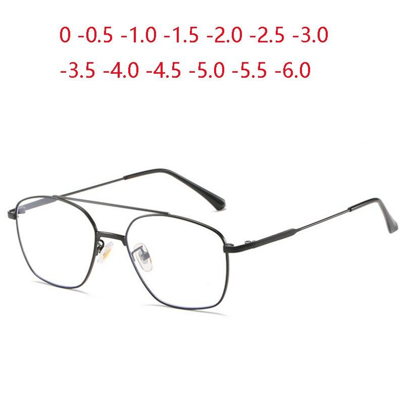 Occhiali da vista Double Beam anti luce blu per miopia, da donna, stile retrò, in metallo, quadrati, con diottrie.