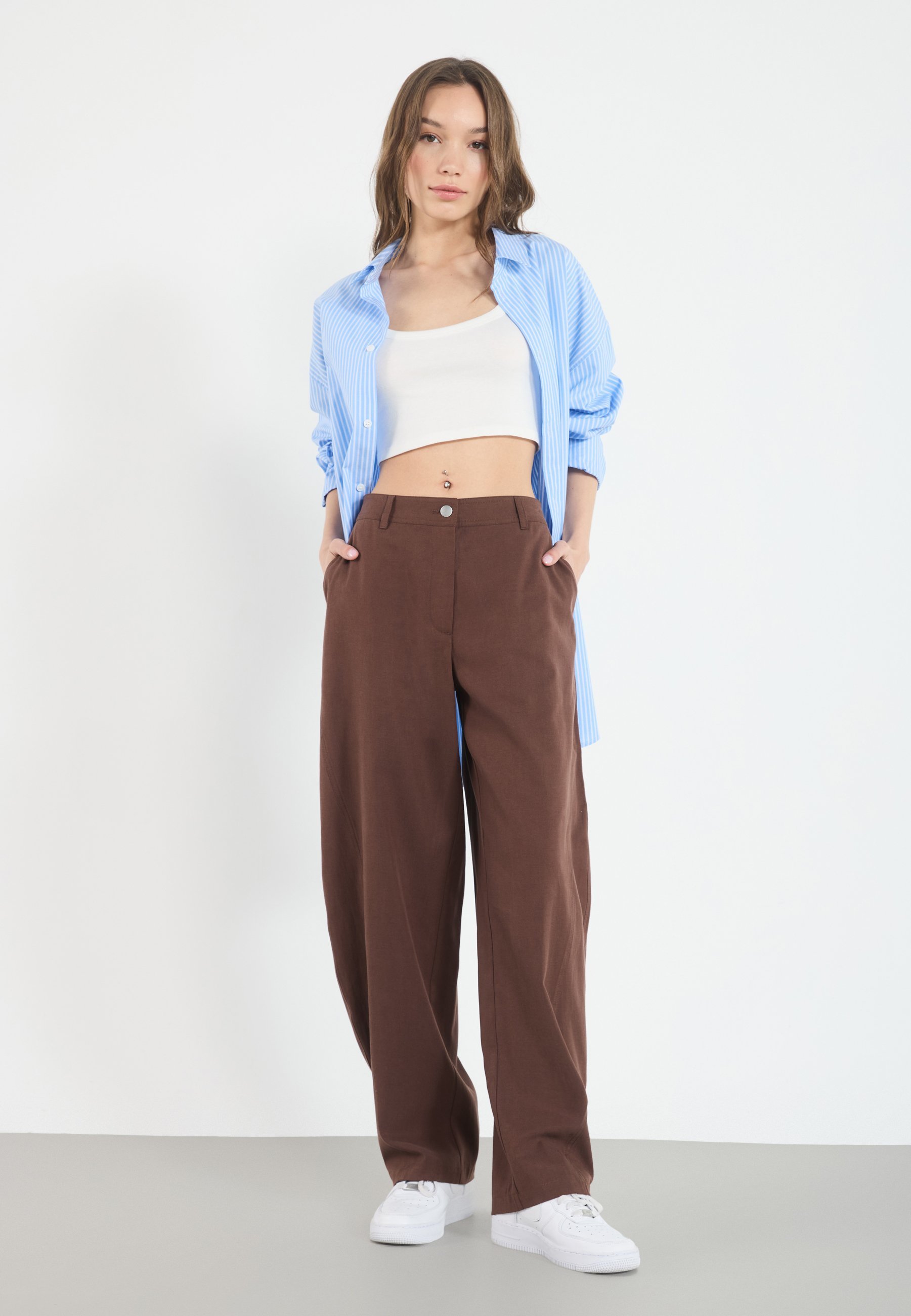 Even&Odd BARREL TROUSER - Broek - bruin