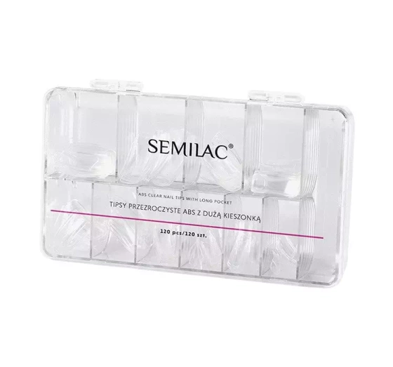Semilac Clear Nail Tips tipsy przezroczyste z dużą kieszonką 120 szt.