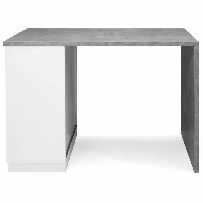 IDMARKET VITO 130cm White Standing Kitchen Island with Concrete Effect Top, 4-Person Bar Table, White Finish