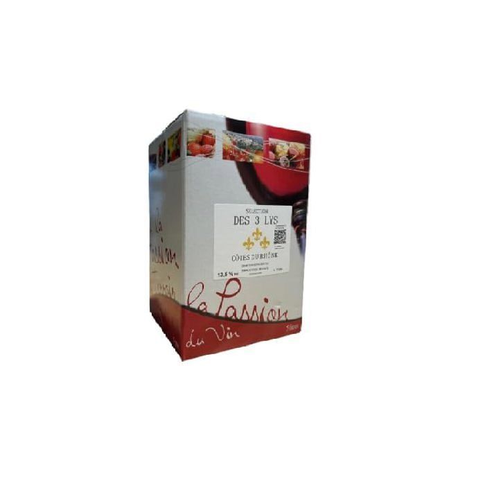 Côtes du Rhône 13,5% - Domaine des 3 lys - AOC - cubi 5litres.
