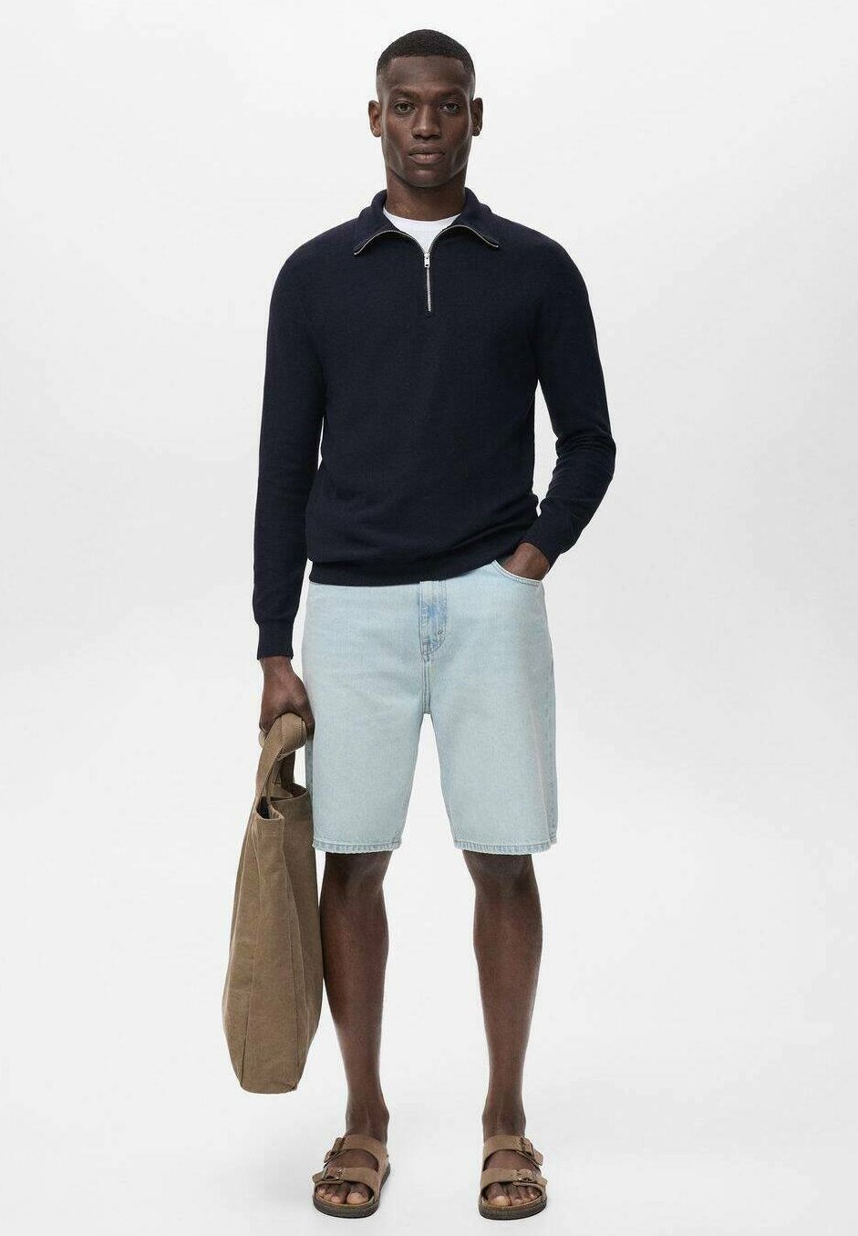 Maglione Mango CON COLLO A ZIP - blu royal