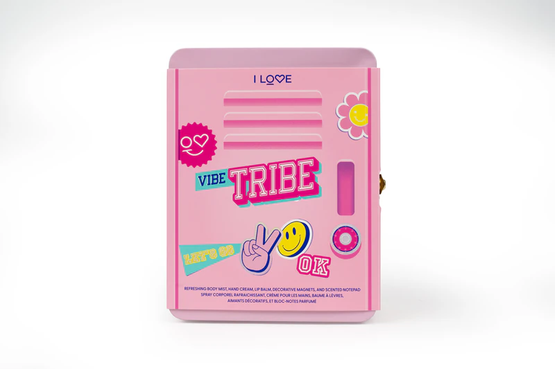 Ik hou van de Vibe Tribe cadeauset in een blikken doos.