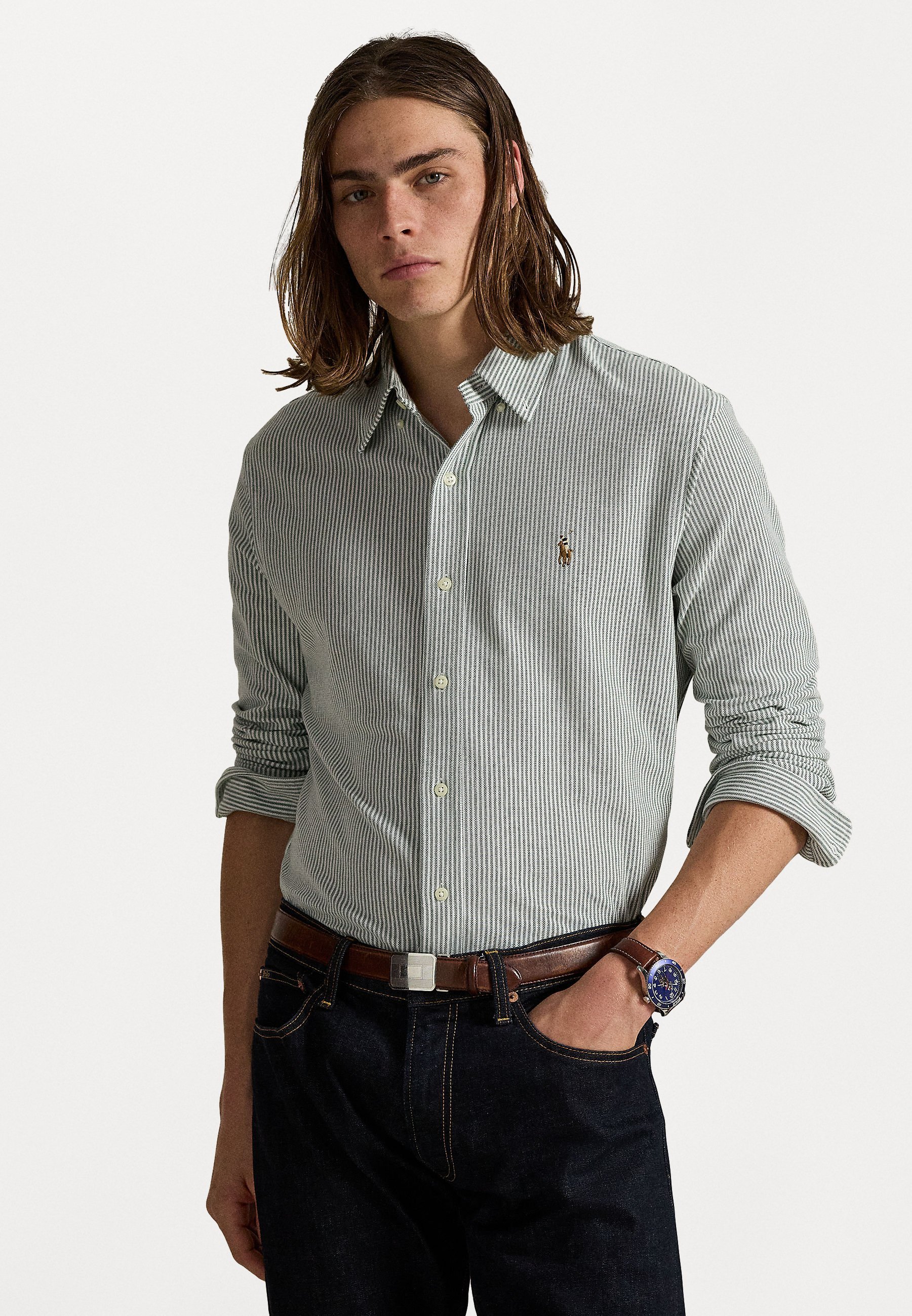 LOGO LOGO NECK OXFORD SHIRT - Vapaa-ajan kauluspaita - light greenPolo Ralph Lauren