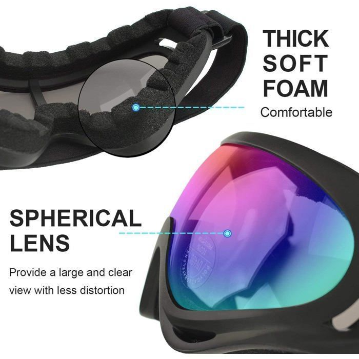 Óculos de esqui - 1 peça - TPU - Antiembaçante e com proteção UV - Para capacetes de motociclismo e snowboard - Unissex