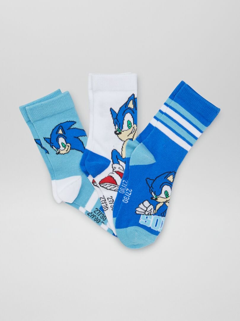 Conjunto de Meias Sonic - 3 Pares - AZUL