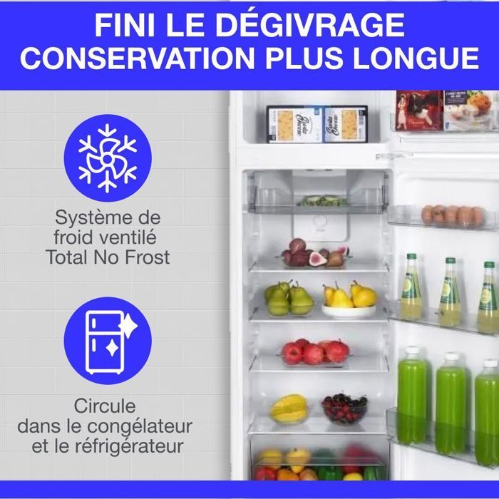Réfrigérateur congélateur haut -247L - Total No Frost(Sans givre) - Blanc - L54,5 cm x H167 cm