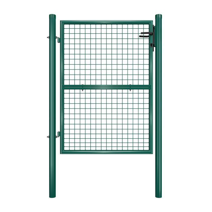 Portillon de Jardin Grillagé, Clôture avec Serrure,Porte 106 x 125 cm (L x H), Tube Rond, Vert