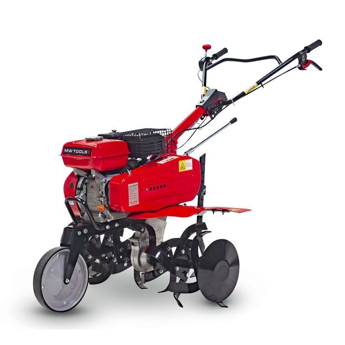 Motocultor de gasolina de 7 CV y 75 cm con transmisión por correa + juego de ruedas MW Tools MFR750