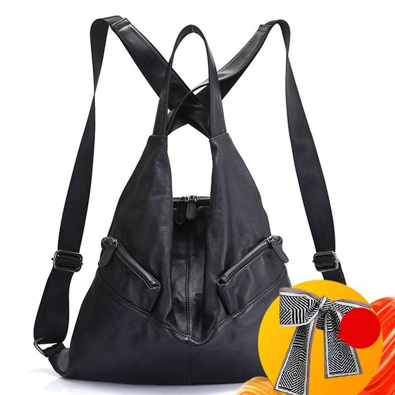 Zaino da donna dallo stile unico, 100% vera pelle bovina, borsa da viaggio alla moda, nero, per ragazze, scuola, notebook.