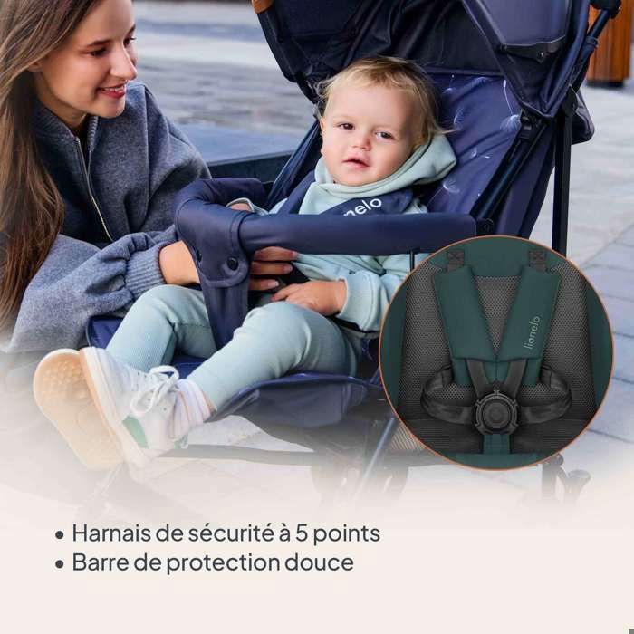 LIONELO Elia Compact Stroller - Very Lightweight - 6-36 months - Mosquito net included - Front shock absorbers - Emerald Green