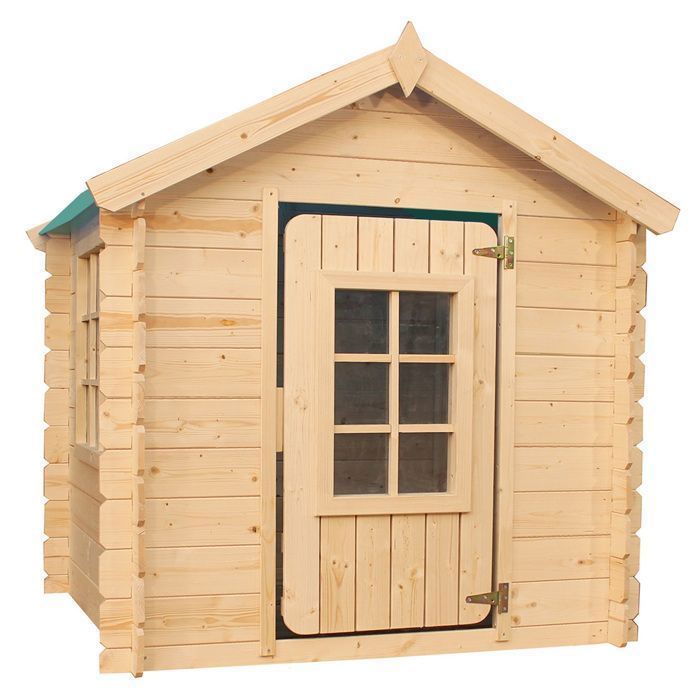 Casita de juegos infantil de madera Timbela M570Z-1 - Techo verde - Casita de juegos exterior 111x113xH121cm/0,9 m2