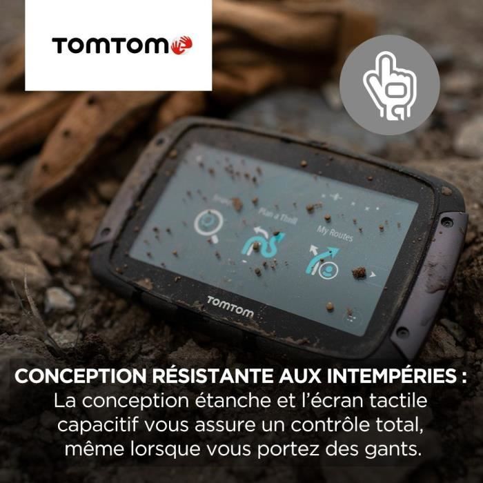GPS para motocicleta TomTom RIDER 550 Premium Pack: pantalla de 4,3 pulgadas, mapa mundial, información de tráfico TomTom, alertas de zonas peligrosas, llamadas manos libres.