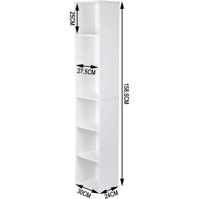 Librería WOLTU de MDF con 6 compartimentos de almacenamiento - Blanca