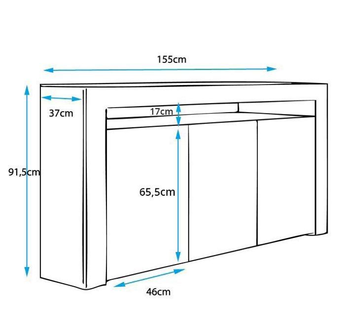 Aparador con LED - Blanco - AKER - 155 x 91,5 x 37 cm