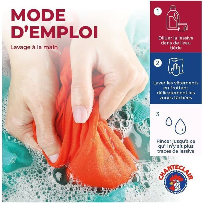 Chanteclair geconcentreerd vloeibaar wasmiddel Marseille, verrijkt met ontvetter, ultra vlekverwijderaar en effectief, 40 wasbeurten - 1800 ml x 3