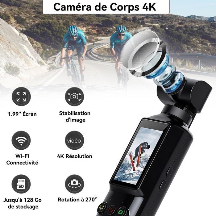 Cámara de acción AIMIUVEI 4K - Lente giratoria de 270° - WiFi/Pantalla de 1,99