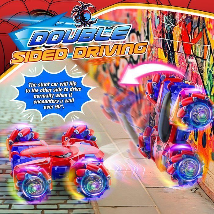 BIENCOME 360° Rotating Remote Control Toy Car for Children with Spray, 2.4GHz, USB Rechargeable, for Ages 3-12